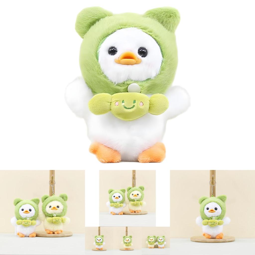 Charming Emotion Candy Duck Plush Toy With Frog Hat White And Yellow