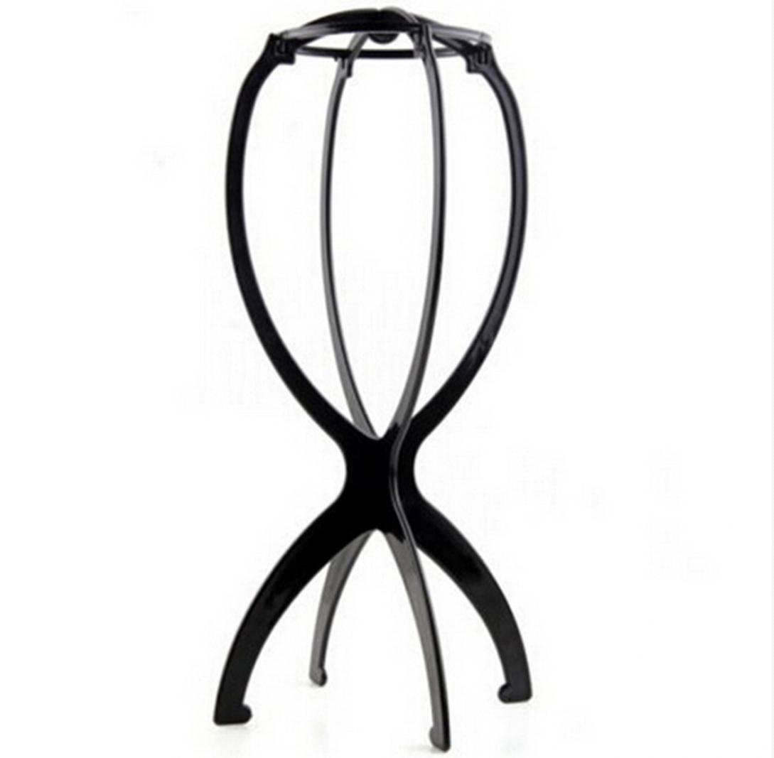 

EF Store Портативный складной одноцветный парик Стенд для показа шляпы Держатель для шиньона Поддержка чёрный