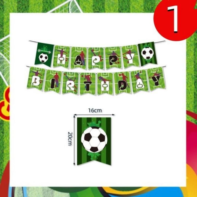 Green Football-themed Birthday Party Tableware Set - Disposable Paper Plates, Cups, Knives, Forks, Spoons and Straws