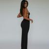 Vestido Camisola Sexy Feminino Slim Fit Costas Nuas Cor Sólida Sem Mangas Maxi Vestido Verão Casual Vestidos Slip Alça Fina Bodycon Gola Alta