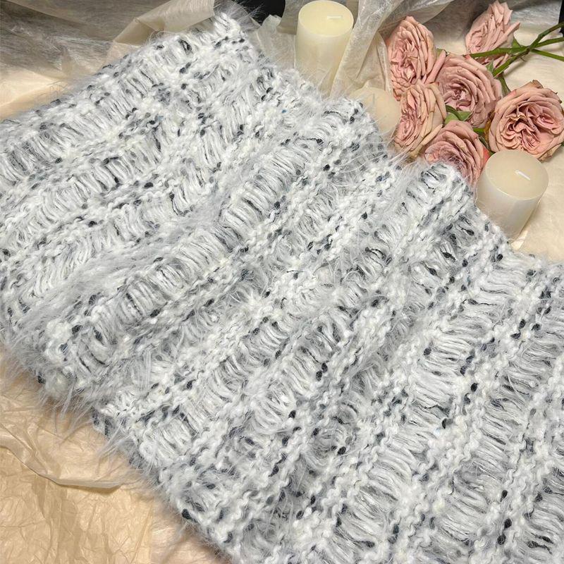 Rainbow Gradient Mohair Yarn Kit - Medium Thickness, Ideal for Hand-knitting Scarves