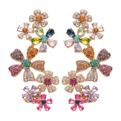 Elegantes Brincos de Flor Banhados a Ouro 18K Com Strass de Cristal Targos Prateados Sofisticados Para Mulheres Festa Casamento Uso Diário