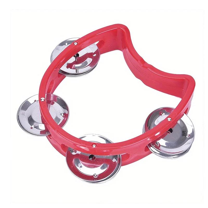 1Pc Plastic Percussion Tambourine For Adults Hand Tambourine Musical Instrument 4 Bells On Abs Tambourine Musical Rhythm Instrum