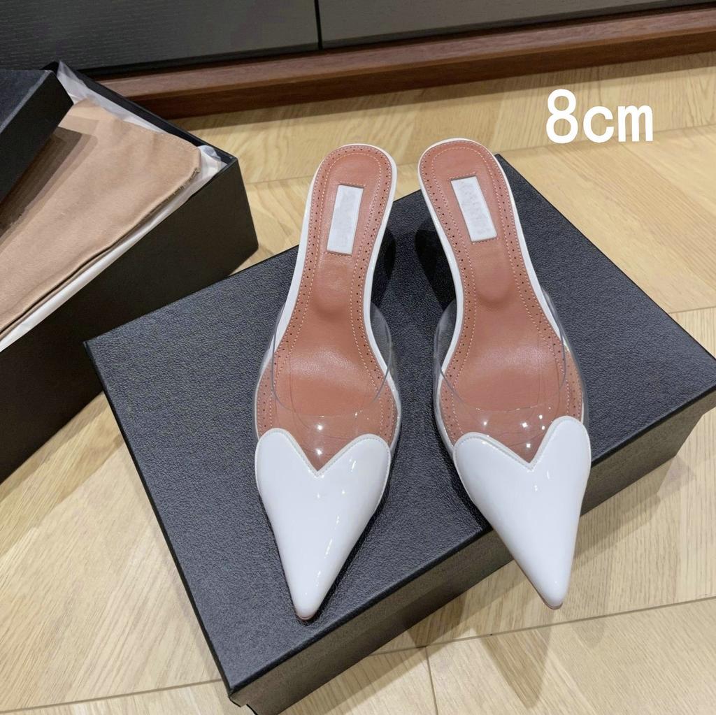 Fashion 2025 Fairy Style Summer Sexy And Versatile Transparent Half-Slipper Women'S Pointed-Toe Thin-Heeled High-Heeled Sandals Slipper