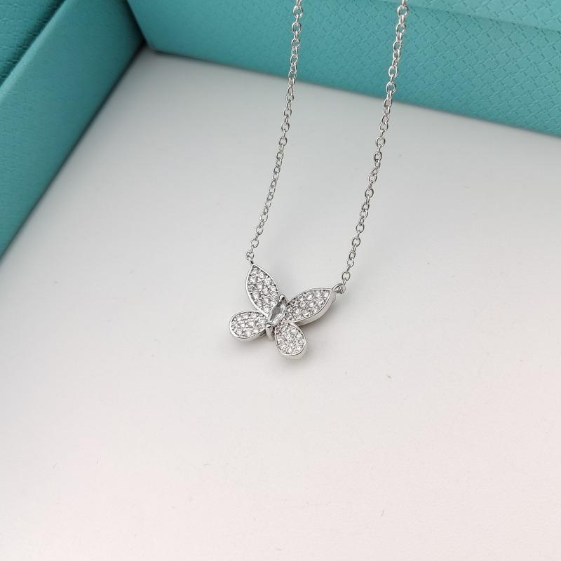 

V Gold Full Diamond Phantom Butterfly Necklace Women s Simple Versatile Clavicle Chain
