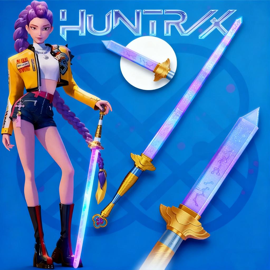 Hohe Qualität Dämonenjäger Cosplay Rumi Schwert Mit Symbol Outfits Requisite Skalierbar Lila Langes Schwert Zubehör Rollenspiel Requisite Geschenk