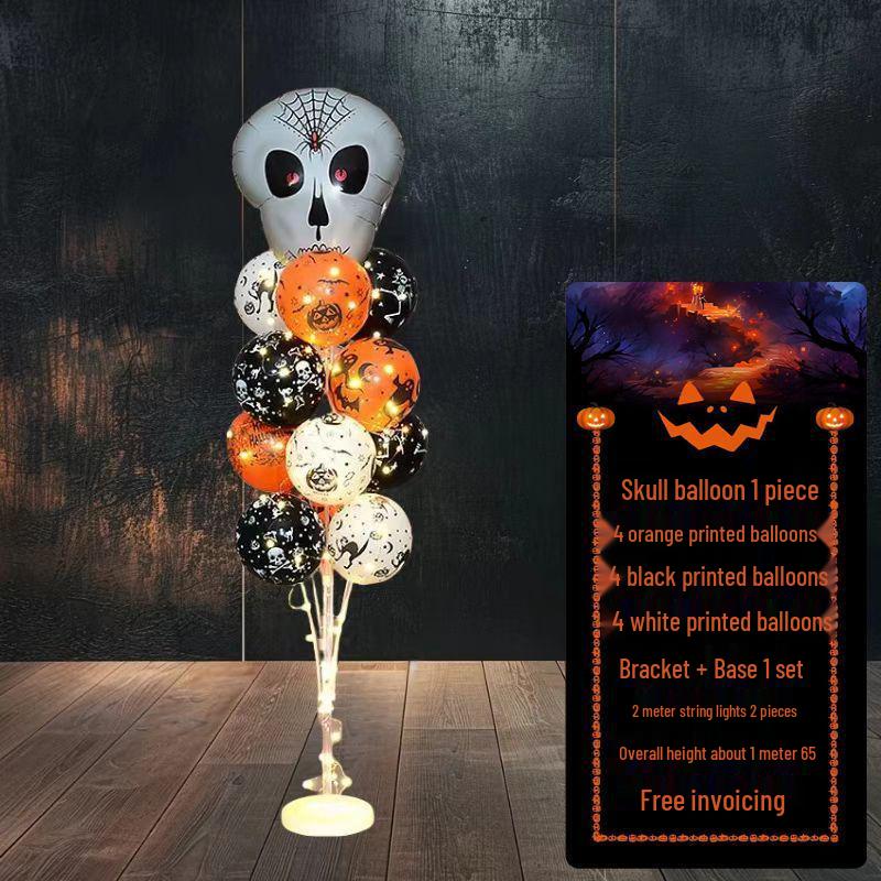 Halloween Pumpkin Skeleton Balloon Columns for Party and Event Decoration