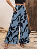 Women's 2026 Summer Chiffon Leaf Print High Waist Wide Leg Pants