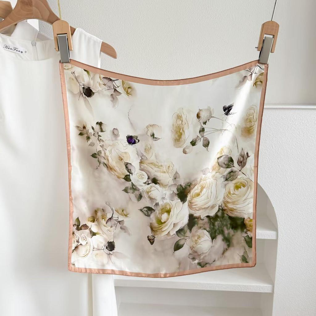100% Mulberry Silk Small Square Scarf - European Style, High-End Feel, Perfect for Mother's Birthday or Business Gift