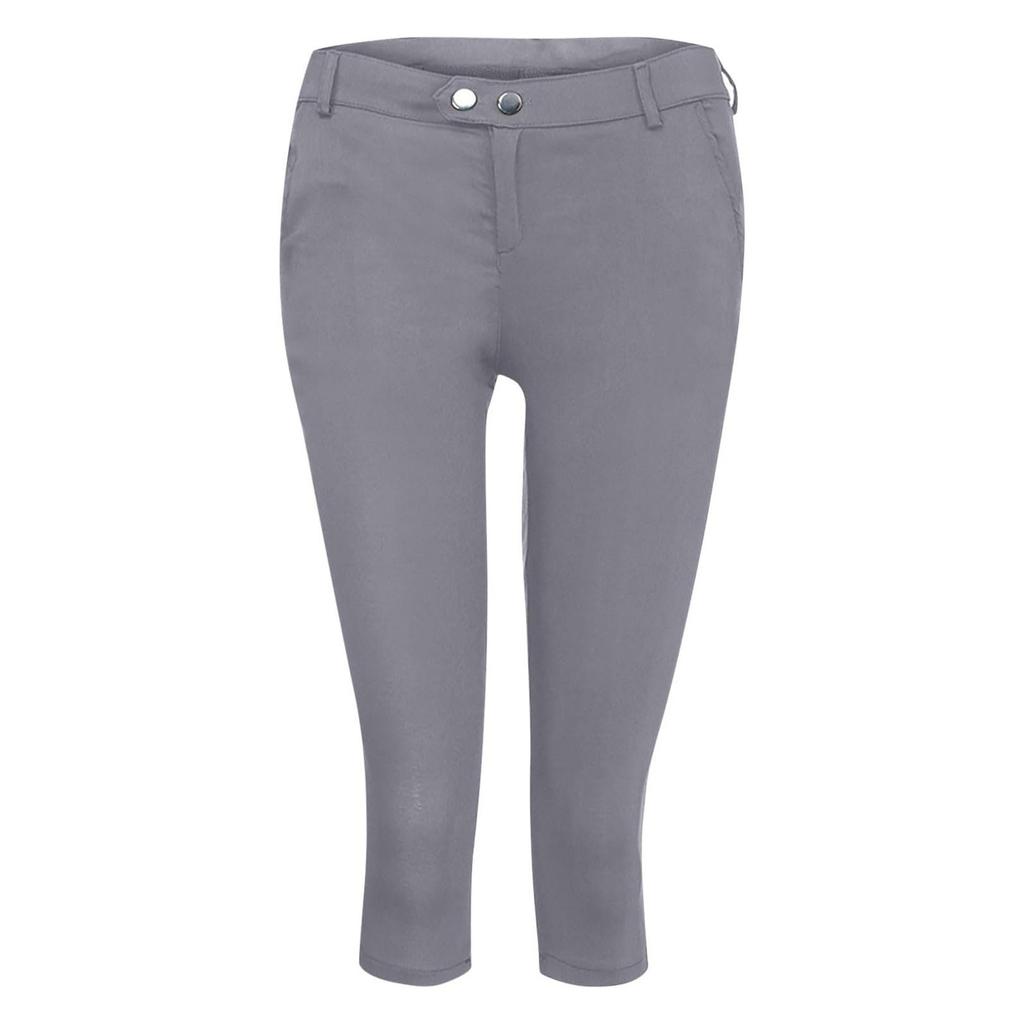 Dámské Slim Fit Ležérní Jednobarevné Kapsa Capris s knoflíkem pro ženy