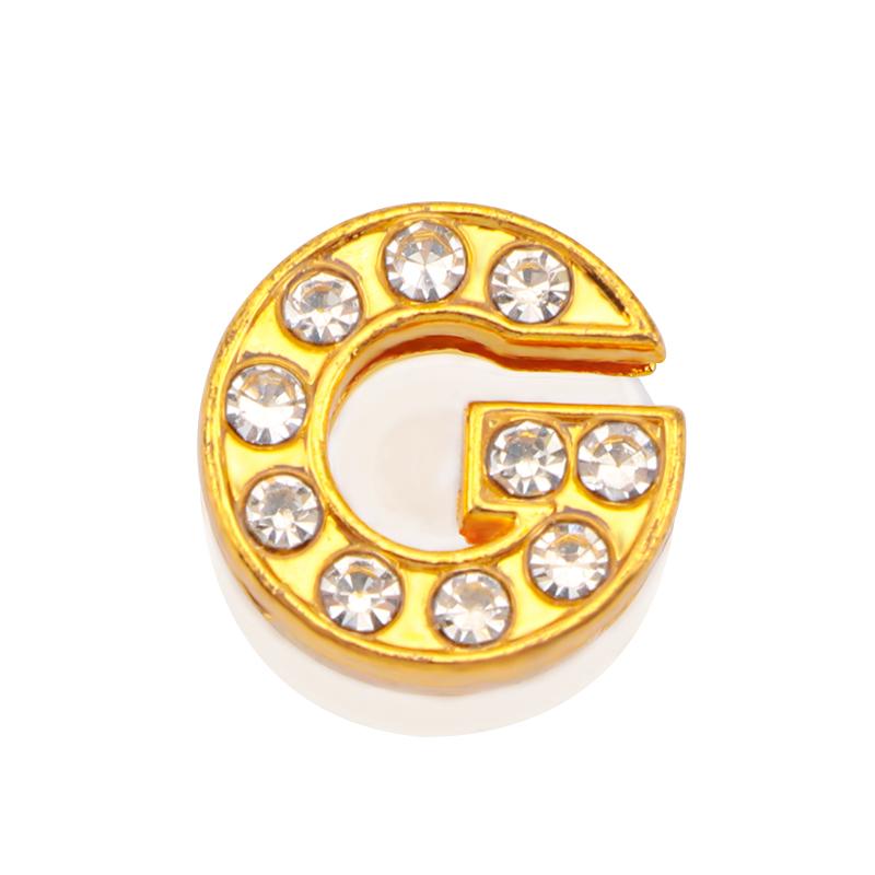 New Gold Letter Alphabet Shoes Charms Metal Button Rhinestone Crown Shoe Decorations Garden Shoes Accessories for Women Man 1PCS