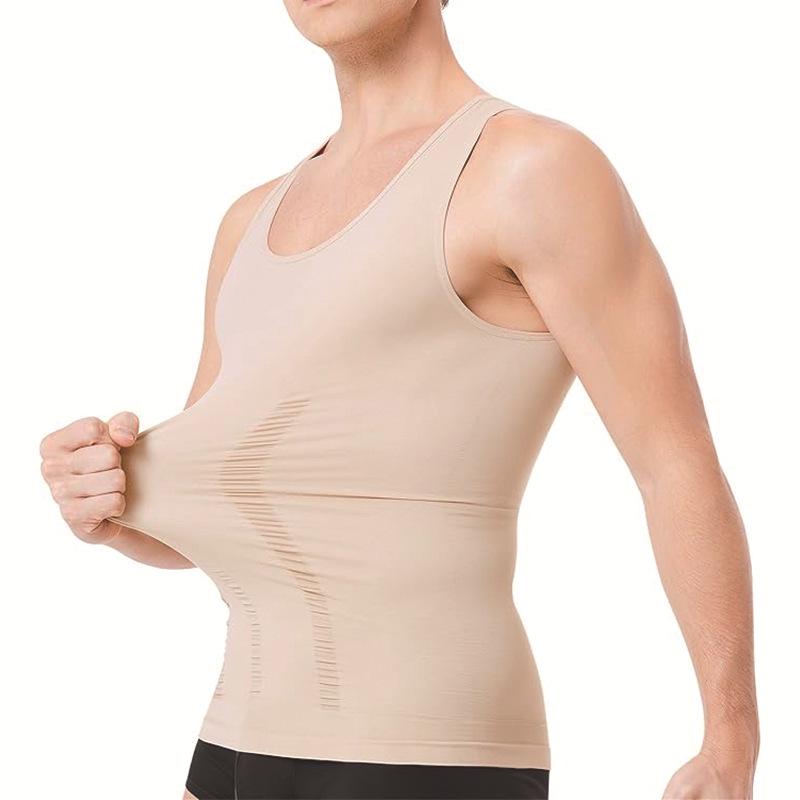 Men's Nylon Anti-static Seamless Body Shaper Vest with Tummy Control