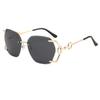 Man Women Rimless Sunglasses Luxury Metal Chain Hollow Frame Gradient Glasses Female Fashion Outdoor Shades Eyewear