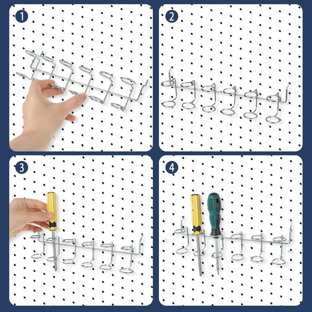 6 Pcs Pegboard Screwdriver Holders Organizer Pegboard Plier Holders Stainless Steel Peg Board Tool Utility Hooks Accessories Shelving Display