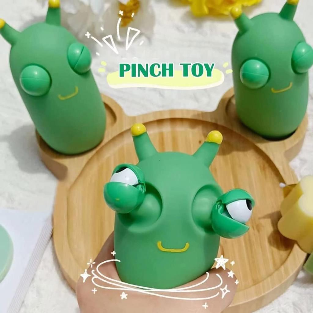 Funny Grass Worm Pinch Toy Panda  Stress Relief Fidget Decompression Toy  Eyes Squeeze Toys Relieve Anxiety Stress Relief Slug
