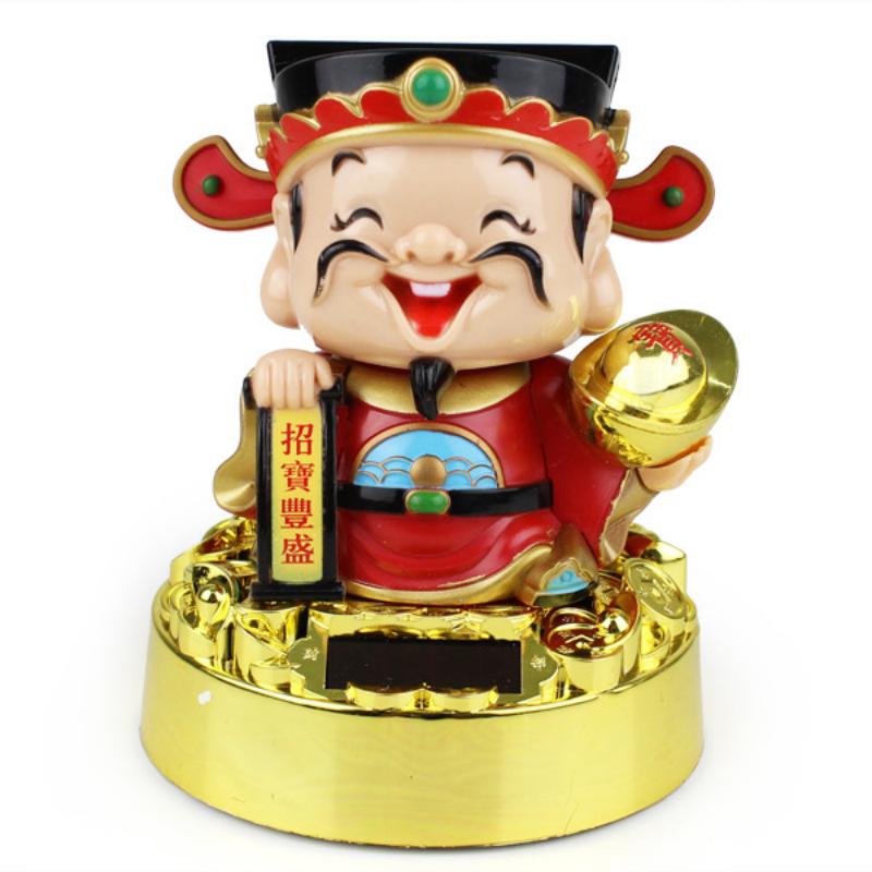 

Бог Богатства Качающая Головой Кукла на Солнечной Батарее Новогодний Подарок Автомобильный Аксессуар Украшение Gold Ingot