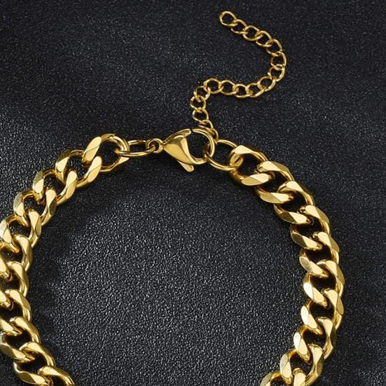 Herren Armband Kette plattiert Edelstahl Hip Hop geometrische kubanische Link Armband Schmuck