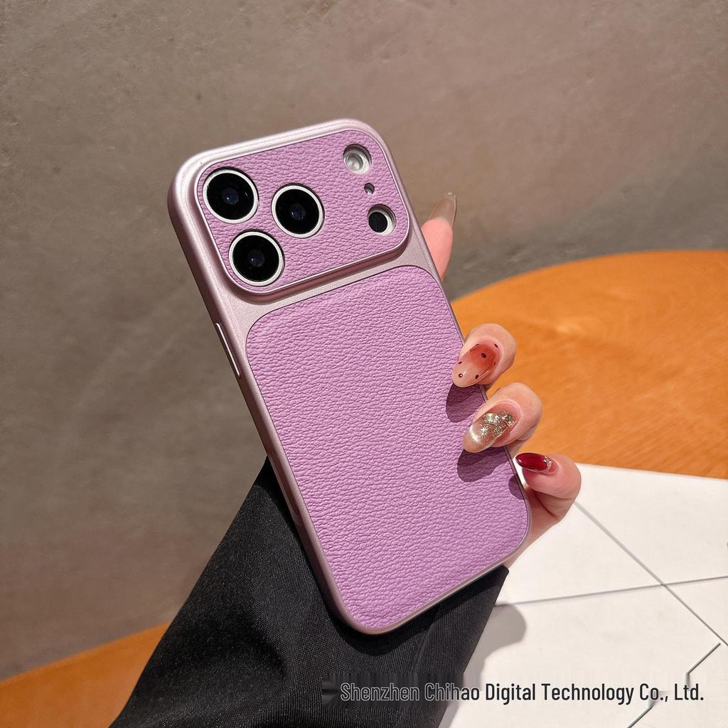 iPhone 17 Pro Max Lychee Pattern Case: Simple Precise Hole Design, Anti-fall PC for Apple 16