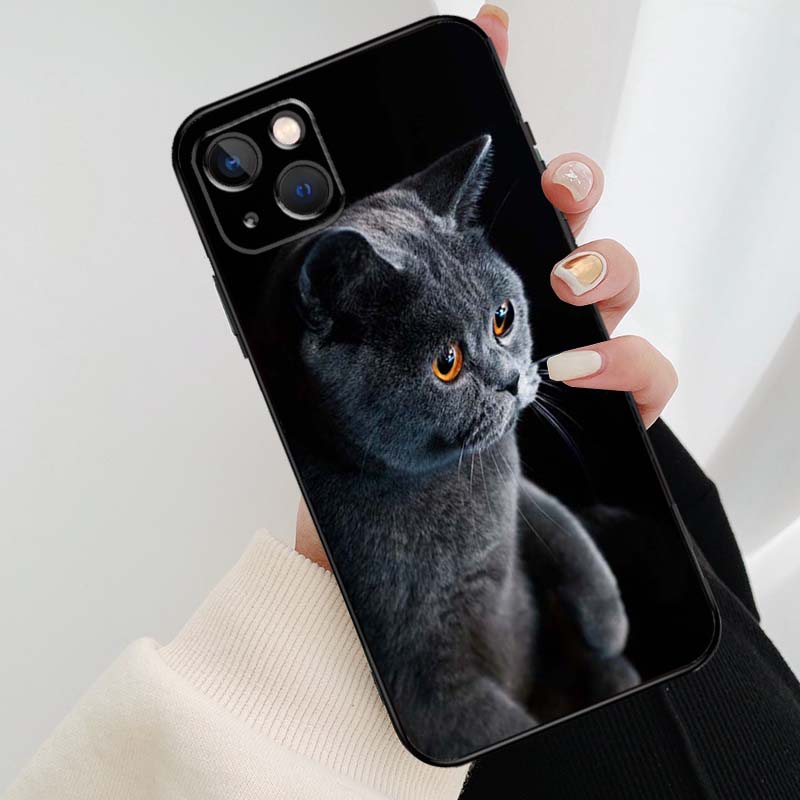 Beautiful Grey British Shorthair Cat Case For iPhone 12 13 Mini 13 11 12 14 Pro Max XS X XR 6S 7 8 Plus SE 2020 Silicone Cover