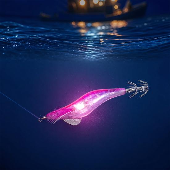 LED Light-up Shrimp Shrimp Squid Waterproof Simulation Lure Lighted Bionic Jig Hook Prawn