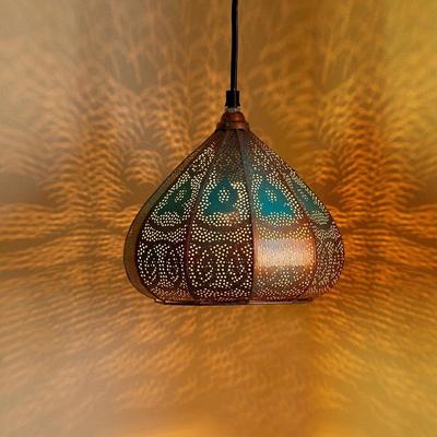 'Moroccan Rustic' Pendant Hanging Light for Living Room (8.6 Inch, Iron, Glossy Finish)|Pendant Light for Ceiling Light For Living Room