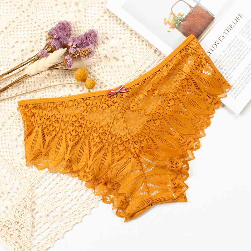 Sexy Panties Women Lace Low Waist Briefs Female Hollow Out G-String Underwear Solid Lingerie Underpant Breathable Comfortable Fashion Einson