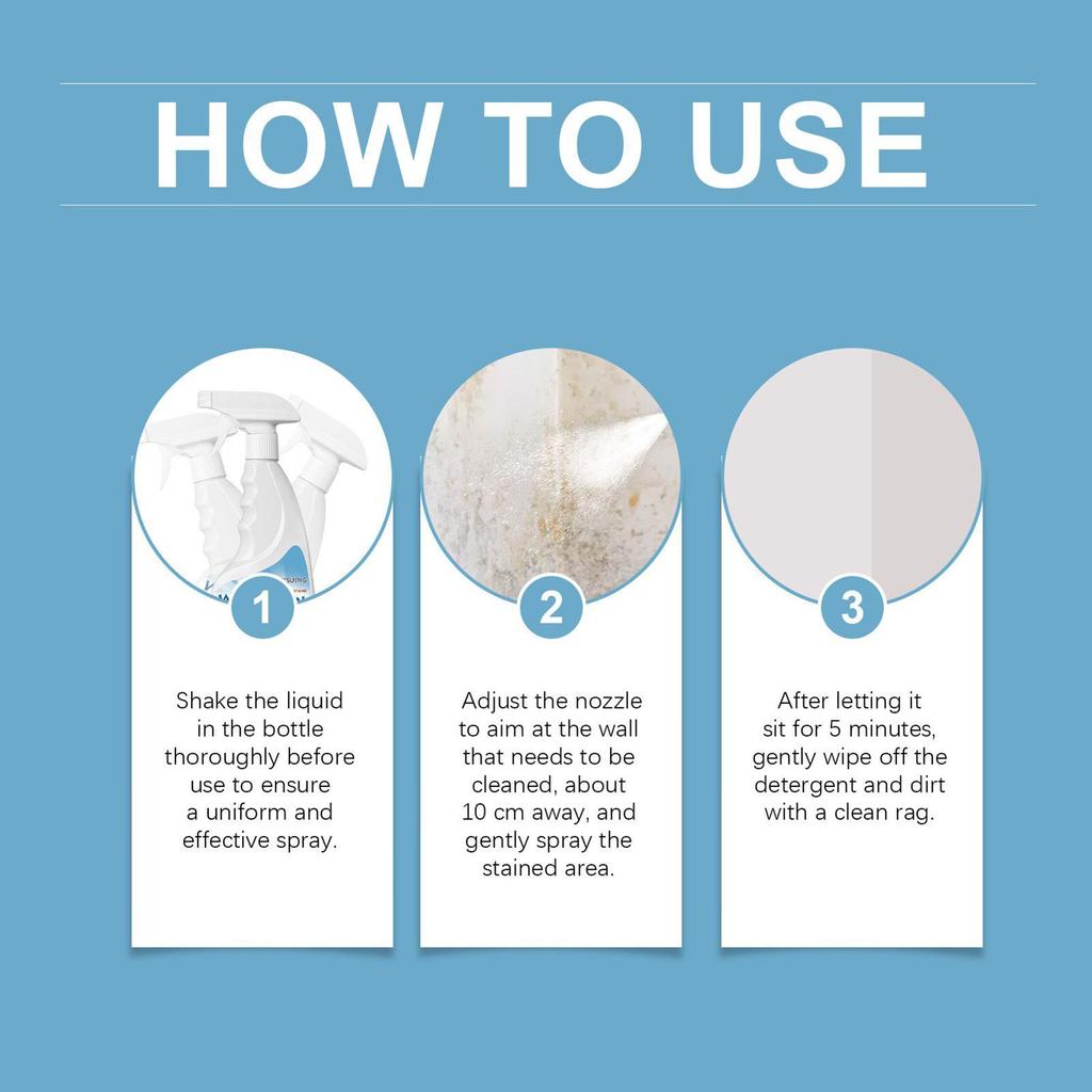 Mould Removal Spray Prevents Mould Regrowth 120ml/500ml Wall Stain Remover Bathroom Wall Mildew Cleaner Stain Spray Remover