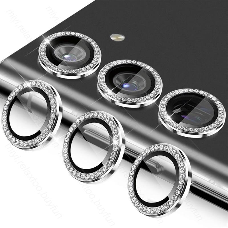 Блестящий 3D Алмазный Металлический Защитный Кольцо для Камеры для Samsung S25 Ultra S24 S23 S22 Plus S24 FE 5G HD Закаленное Стекло Сплав Крышка Линзы S23