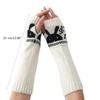 Womens Winter Warm Elbow Long Fingerless Thumb Hole Gloves Mittens Knitted Arm Warmer Cute Rabbit Fingerless Glove