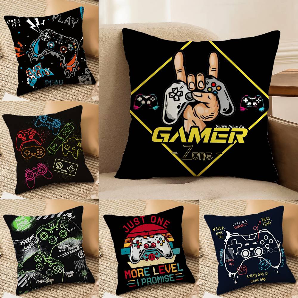 Colorful Graffiti Game Gamepad Pillow Case Anti-dustmite Pillowcase Invisible Zipper Silky Sofa Cushion Cover