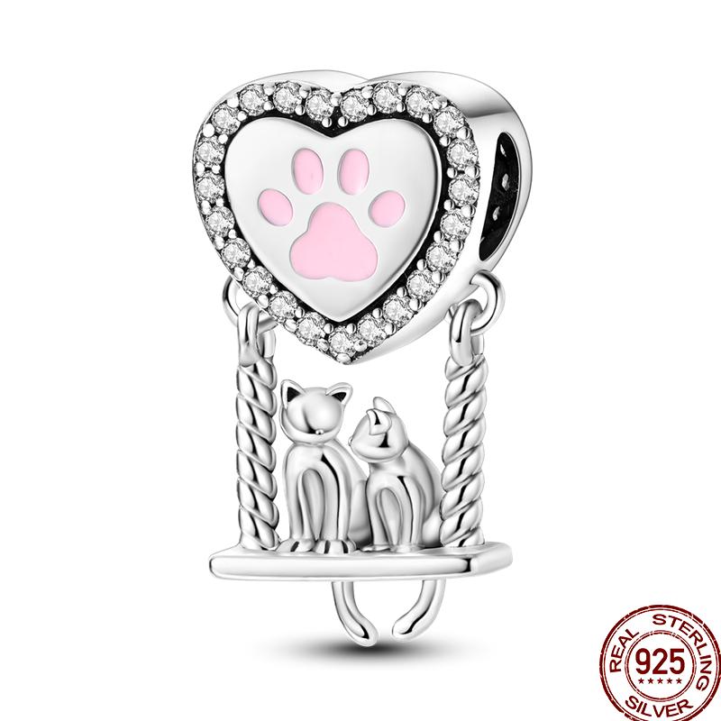 100% Copper Cute Pet Animal Owl Cute Puppy Pink Kitten Charm Beads Suitable For 3Mm Original Bracelet Diy