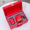4-Piece Chinese Red Gradient Ceramic Office Cup Set