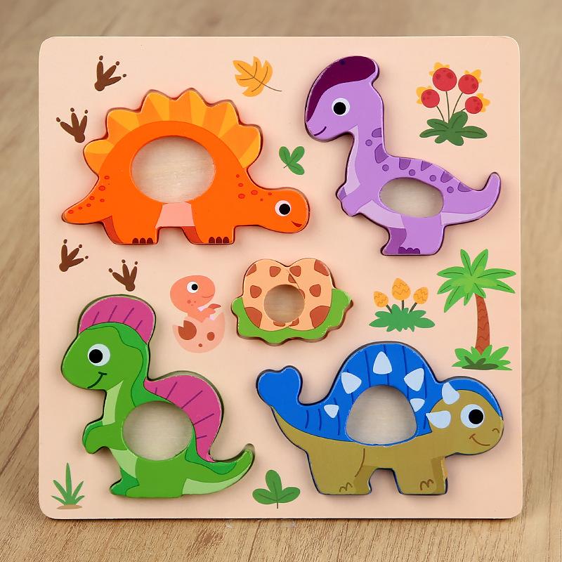 

Non-Toxic Montessori 3D Wooden Puzzle Cartoon Animals Pattern Jigsaw Board Game Kids Educational Learning Toys Gifts For Children
