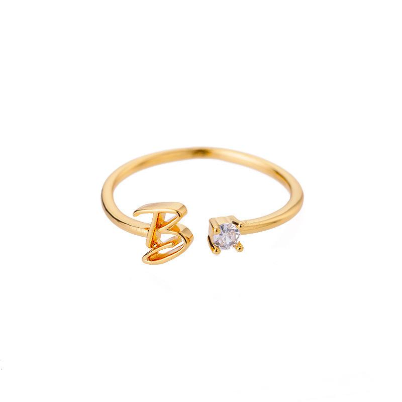 Tiny Initial Letter Rings For Women Stainless Steel A-Z Letters Adjustable Ring Female Christmas Aesthetic Jewelry