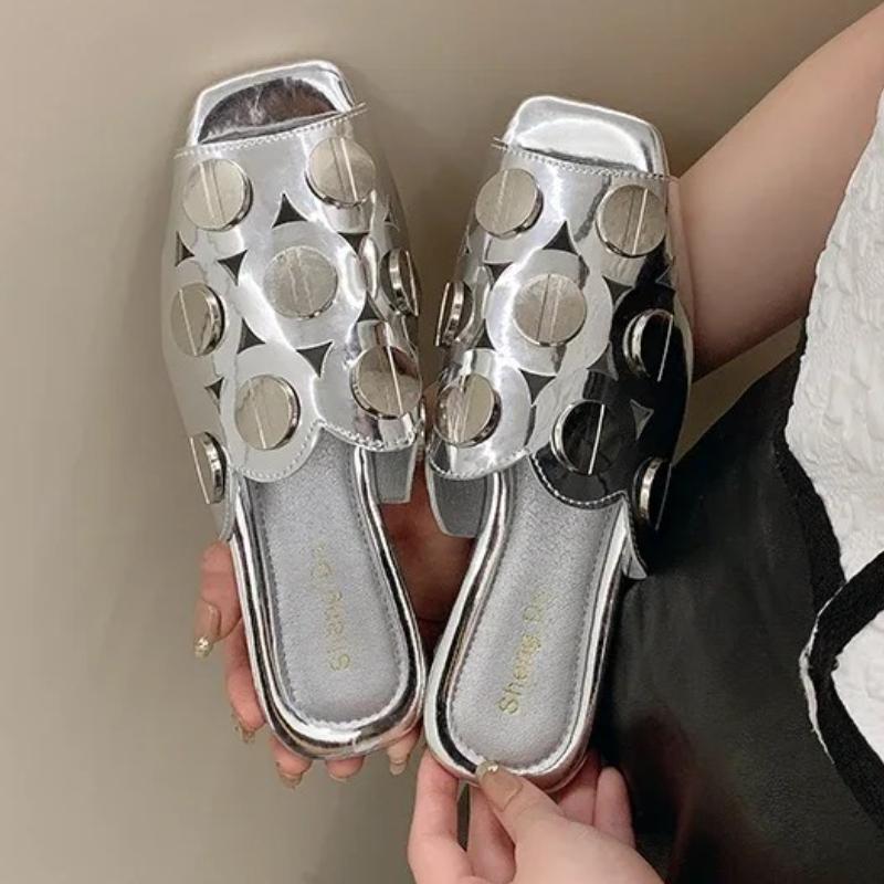 Fashion Designer Women Chunky Slippers Elegant Heeled Sandals Fashion Woman Shoes 2025 Luxury Brand Slides Party Dress New Mujer Zapatos