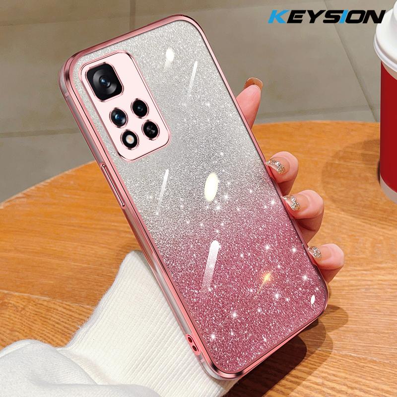 

KEYSION Luxury Plating Glitter Phone Case for Redmi Note 11 Pro 11S 5G 11 Pro+ 5G Transparent Soft TPU Shockproof Cover for Redmi Note 11 Pro+ 5G