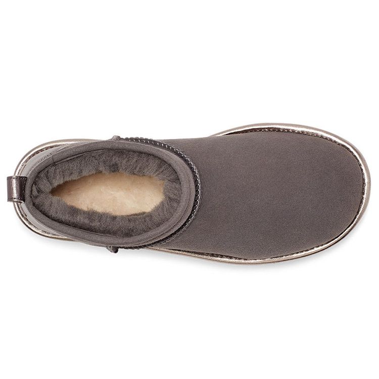 UGG Classic Ultra Mini Shine Sheepskin Warm Durable Comfortable Ankle Snow Boots Women boots Charcoal 1123634-CHRC