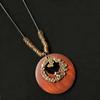 Retro Legno Foglia Gufo Lunga Catena Maglione Etnica Collana Rotonda Donne Ciondolo Orologio Gioielli Femminili Accessori per il Collo Regali Collare