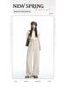 2026 Women's Black Slimming Wide-Leg Casual Pants, Plus Size, Soft Thin Fabric, Straight-Leg Design.