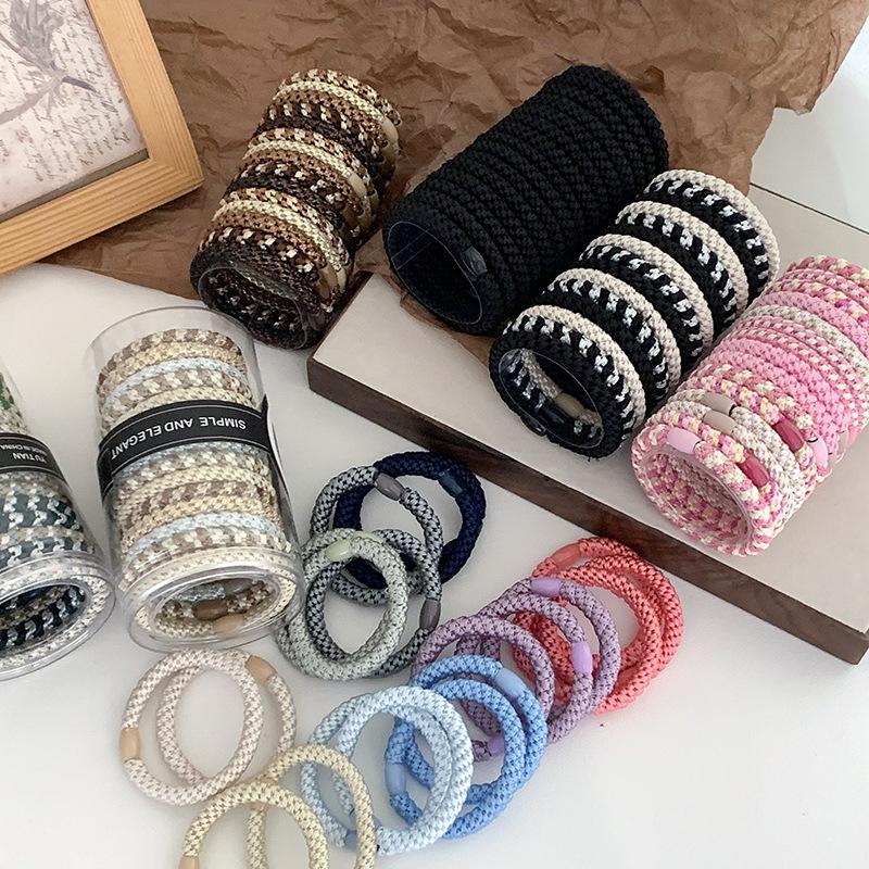 15pcs/set Hair Ties Cans Packaging Braided Twisted Elastic Hair Band Durable High Elasticity Rubber Bands Women Hair Accessories