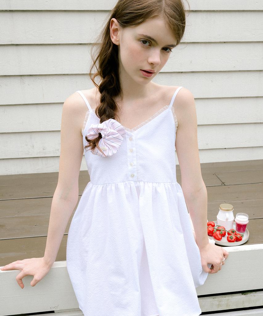 Letter From Moon Cotton Stripe Scrunchie (Pink)