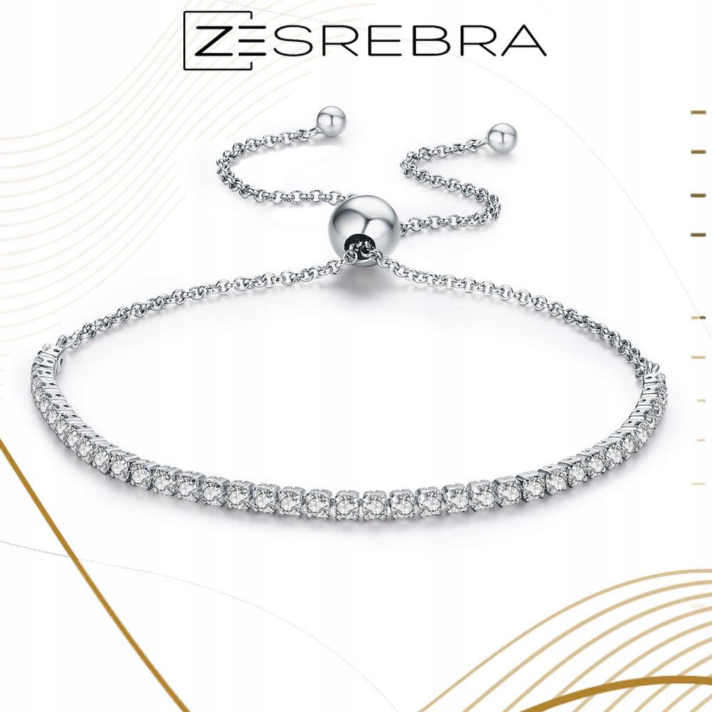 Bracelet With Cubic Zirconias, Pr 925, Cubic Zirconias, Crystal, Adjustable