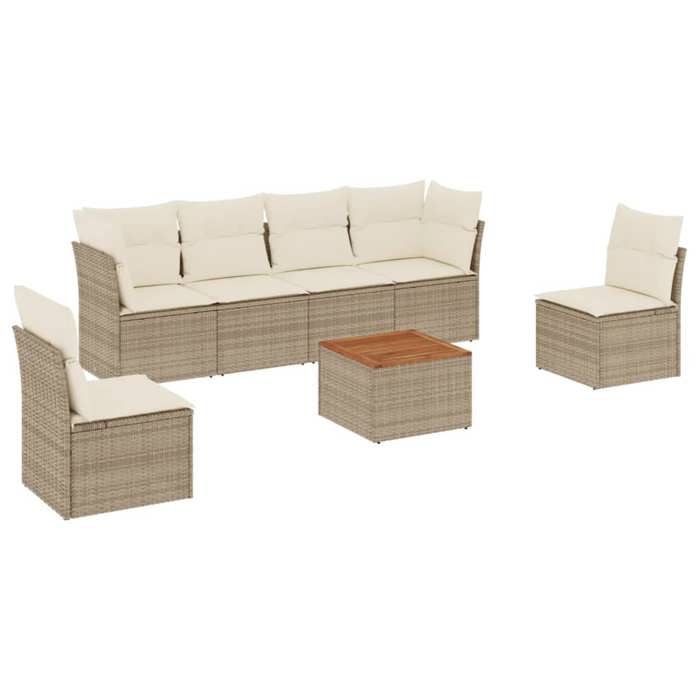VidaXL Garden Lounge Set with Cushions 7 Pcs Beige Braided Resin 3223552
