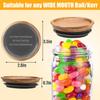 6 Pack Brown Wide Mouth Mason Jar Lids, Reusable Canning Lids With Silicone Seals, Wooden Material, Secure Fit & Seal