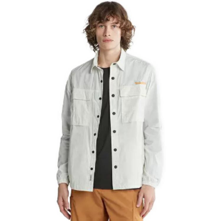 Timberland Solid Color Fashion Pocket Breathable Work Comfortable Casual Long Sleeve Shirt Men Shirts Vintage-White A2HPN-CM9