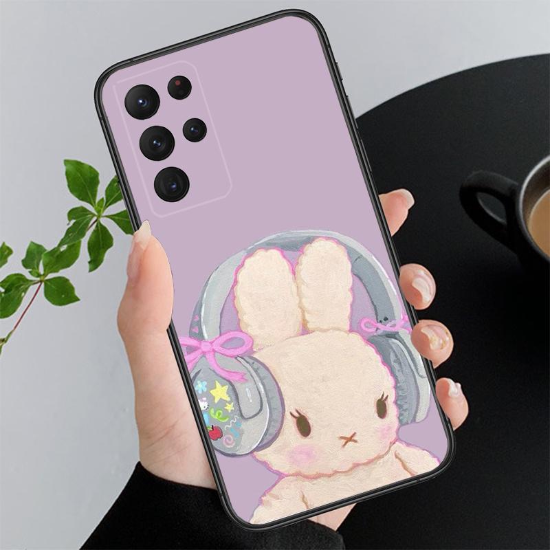 Cute Rabbit Cartoon Funda Phone Case For Samsung Galaxy S25 S24 S23 S22 S21 Ultra S24 S23 S22 S21 S25 Plus S24 S20 FE