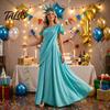 Mehrlagiges Faltenkleid Freiheitsstatue für Kinder Erwachsene, Halloween Römische Frau mit Rüschenärmeln Kostüm, 4. Juli Patriotisches Cosplay Accessoire mit Tiara