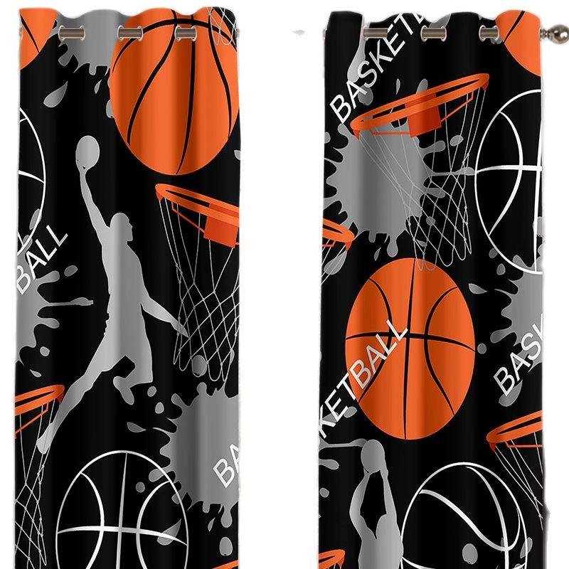 3D-Digitaldruckvorhang im Basketball-Sportstil, geeignet für Wohnzimmer, Balkon, Heimverschönerung, zweiteilig
