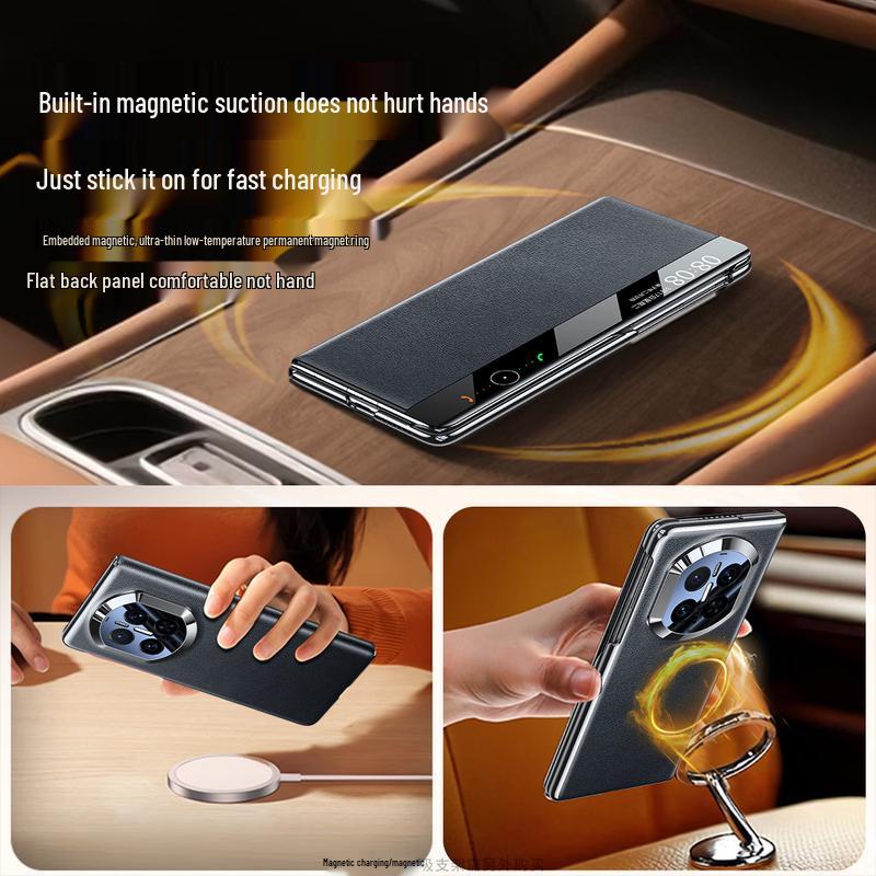 TWICEVERSE Genuine Leather Flip Case for Huawei Mate X7 / X7 Collector's Edition