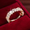 Vintage Rainbow Oval Round Green White Zircon Rings For Women Gold CopperColor Bridal Wedding Bands Engagement Party Jewelry